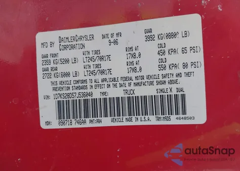 2007 Dodge Ram 2500 Slt/Trx4 Off Road/Sport/Power Wagon from USA, damaged, VIN 1D7KS28D57J536040